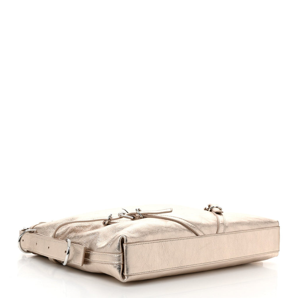 Metallic Calfskin Medium Voyou Bag Dusty Gold