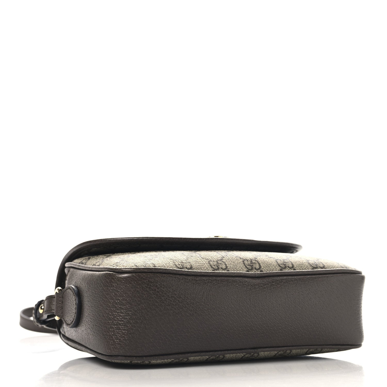 GG Supreme Monogram Textured Dollar Calfskin Web Studded Mini Ophidia Flap Shoulder Bag Beige Ebony New Acero