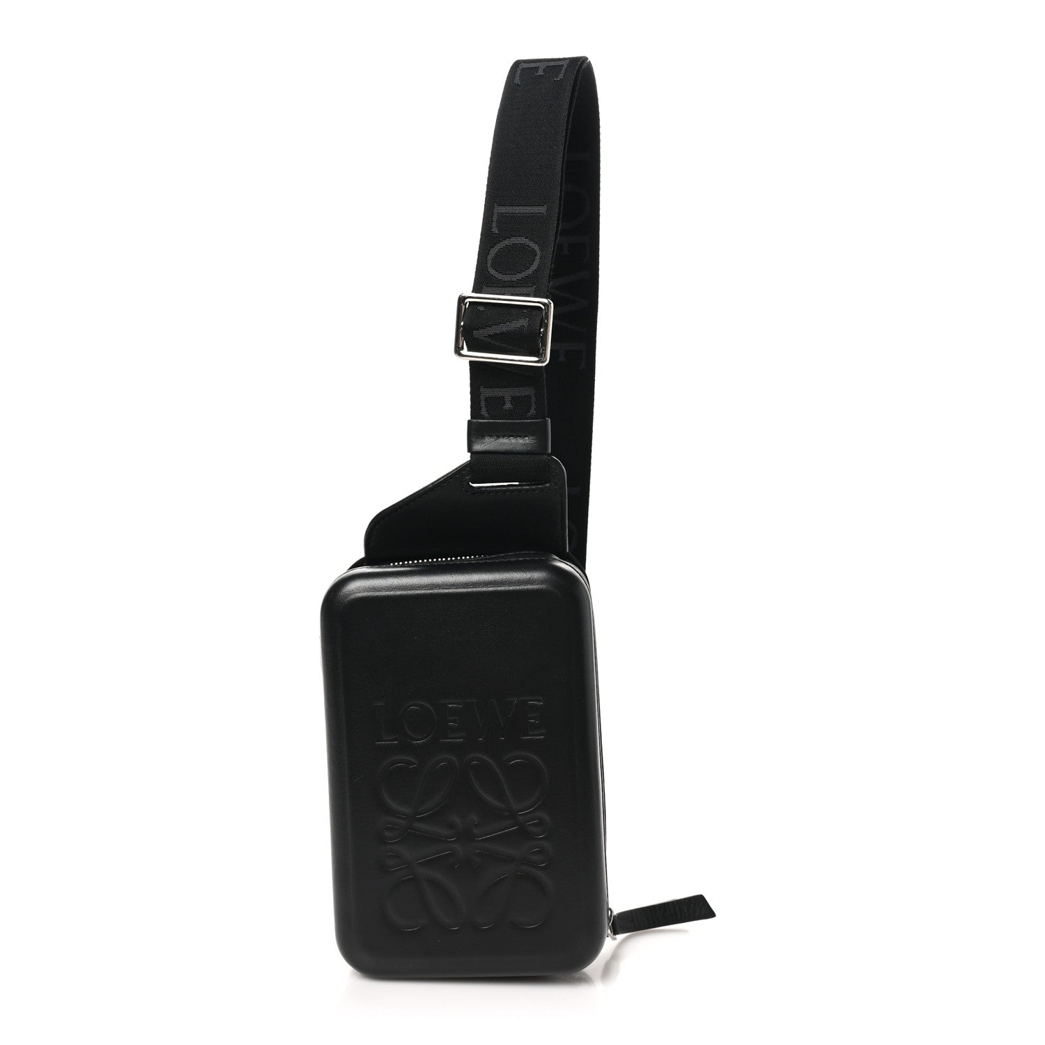 Calfskin Molded Sling Crossbody Bag Black