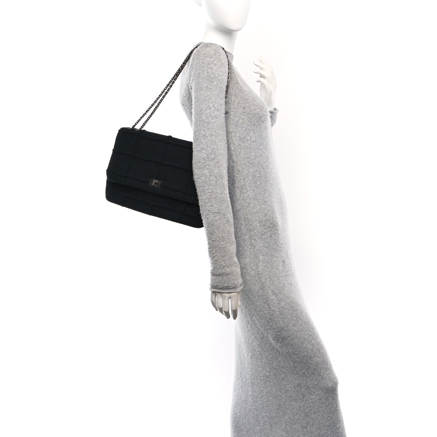 Wool Jumbo Chocolate Bar Mademoiselle Flap Black