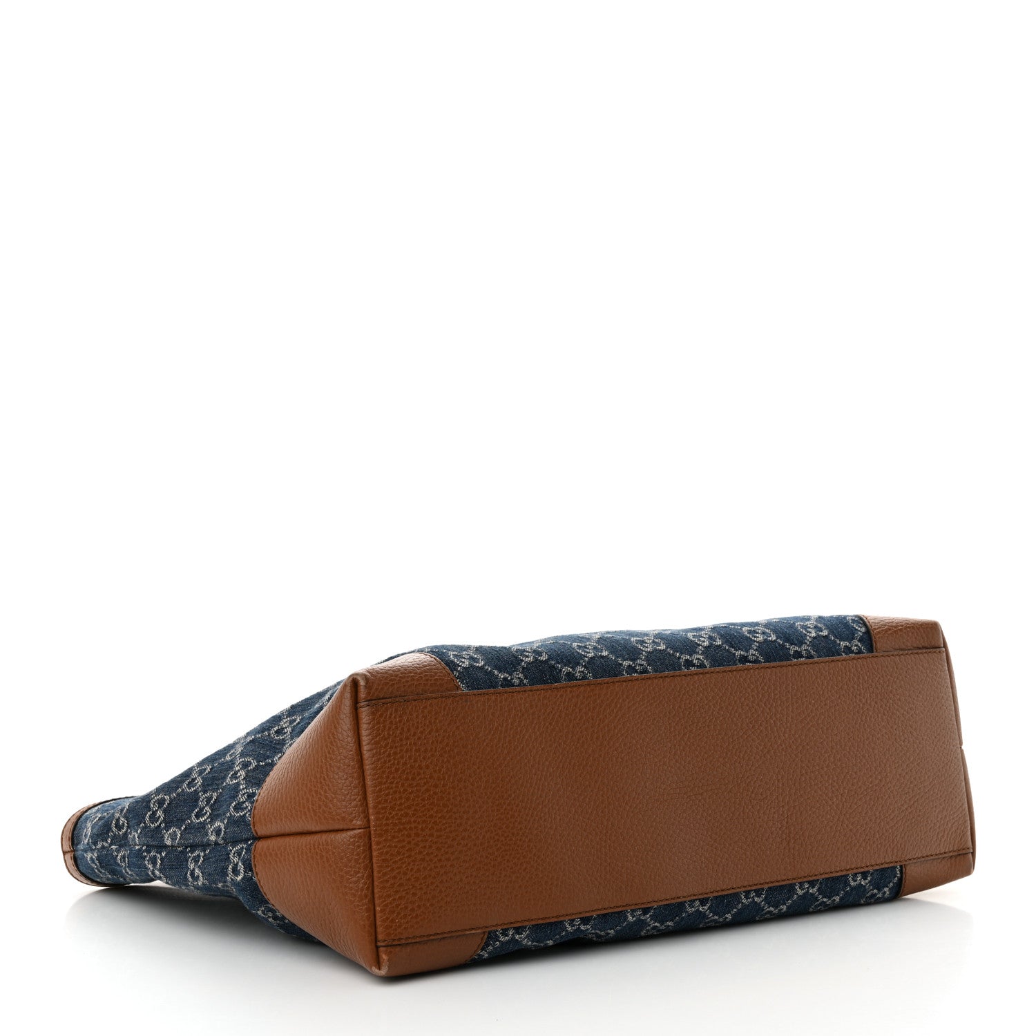 New Denim GG Monogram Medium Ophidia Shopping Tote Blue Tea Cuir