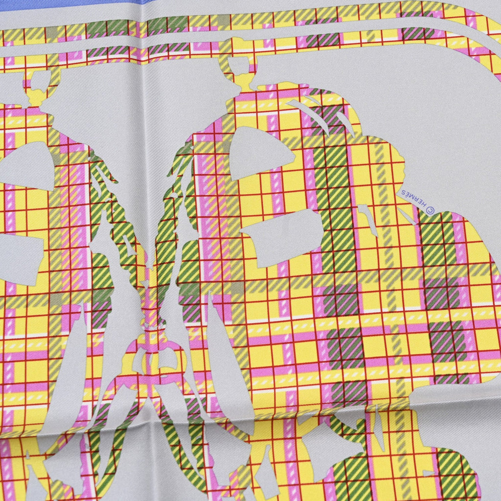 Silk Brides De Gala Tartan Pocket Square Lavande Parme Jaune