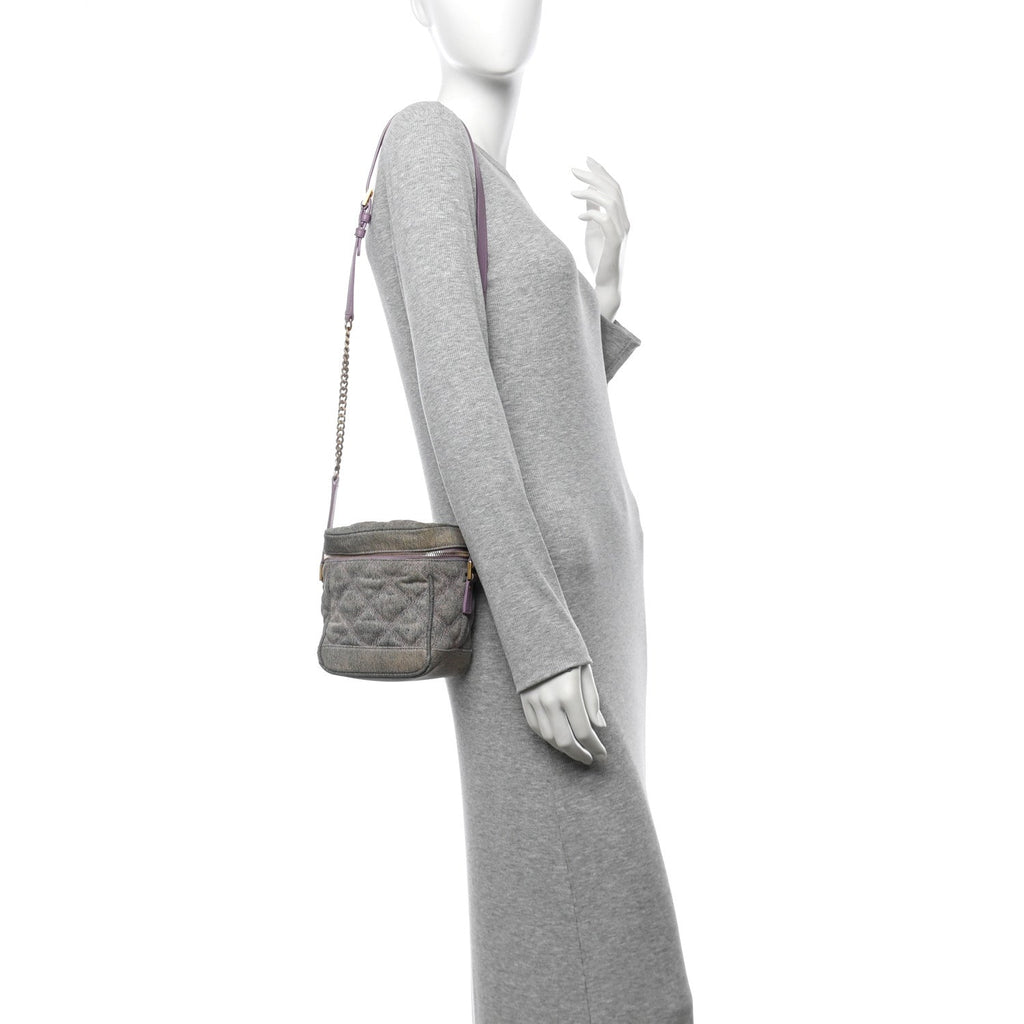 Denim Quilted 80's Vanity Bag Bleached Lilac