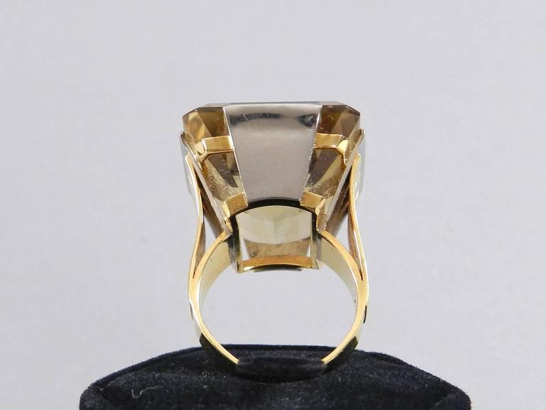 Vintage 1970's Retro Style Eszeha Smoky Citrine Gold Bracelet and Ring Set