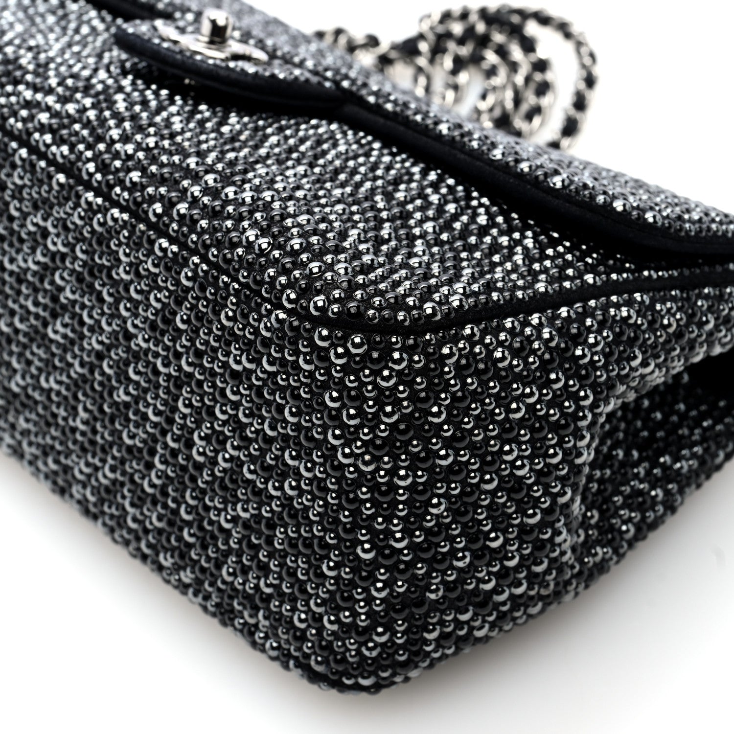 Suede Beaded Small Flap Dark Grey
