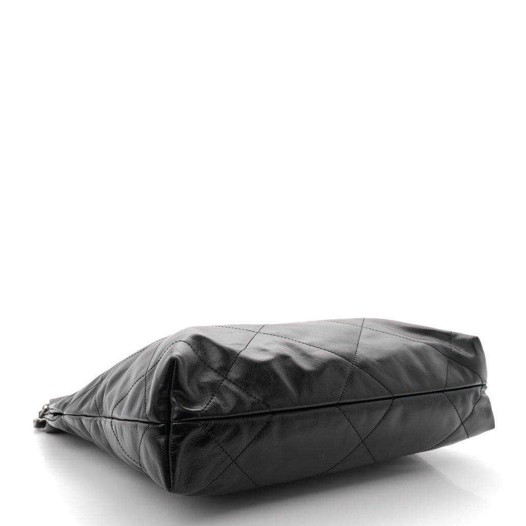Shiny Calfskin Quilted Small Chanel 22 Black