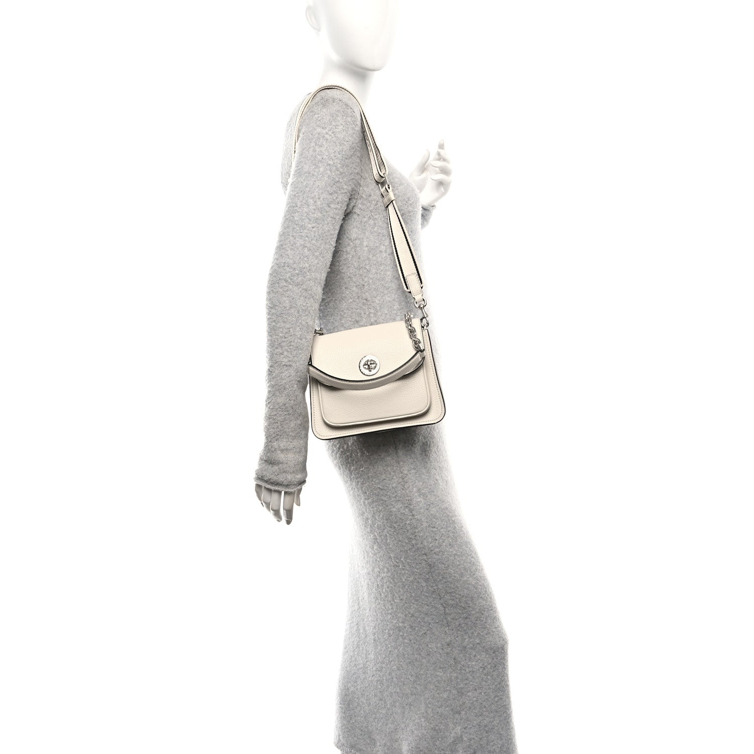 Calfskin Small Turn Lock Satchel Marshmallow