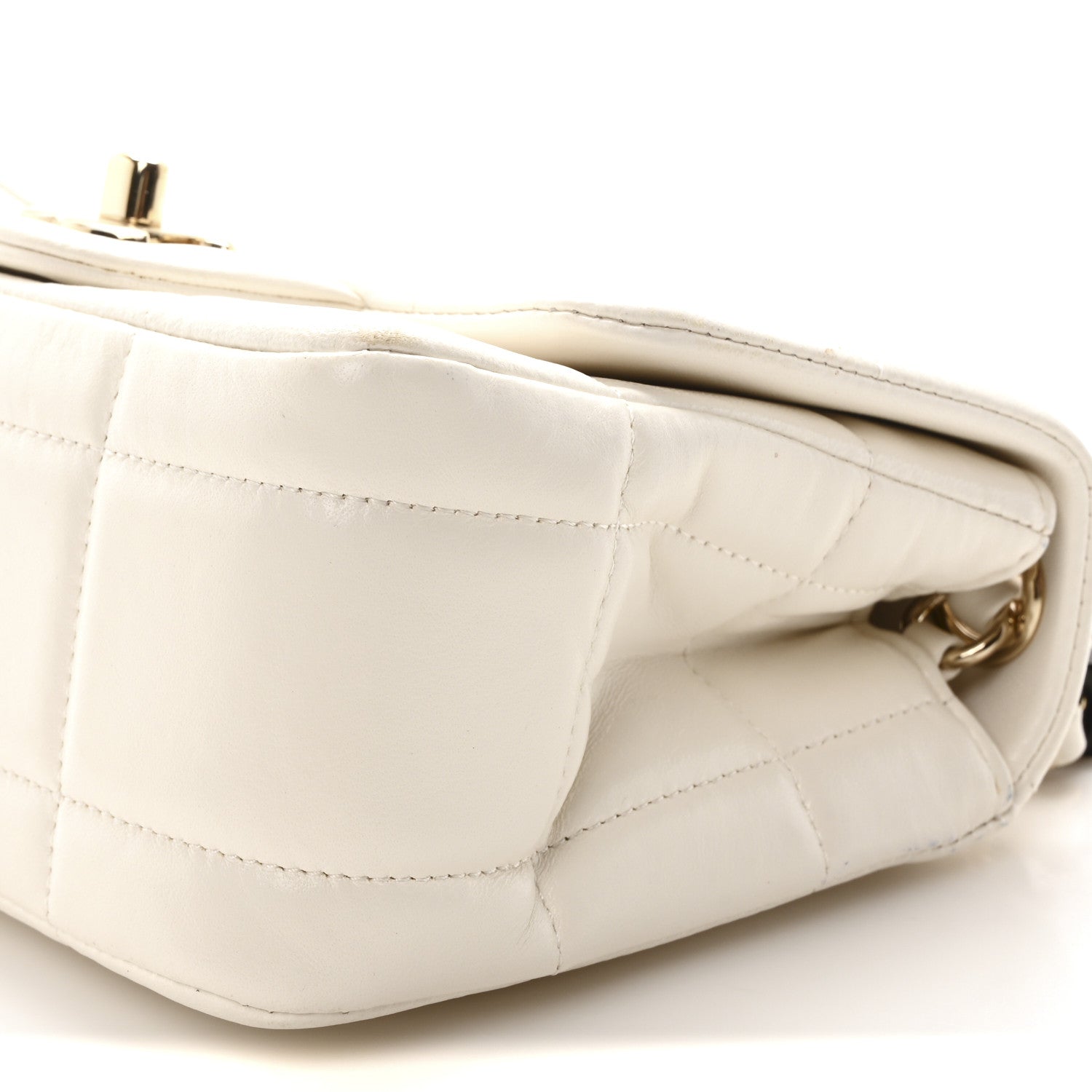 Lambskin Resin Crystal Square Quilted Monacoco Mini Square Flap White