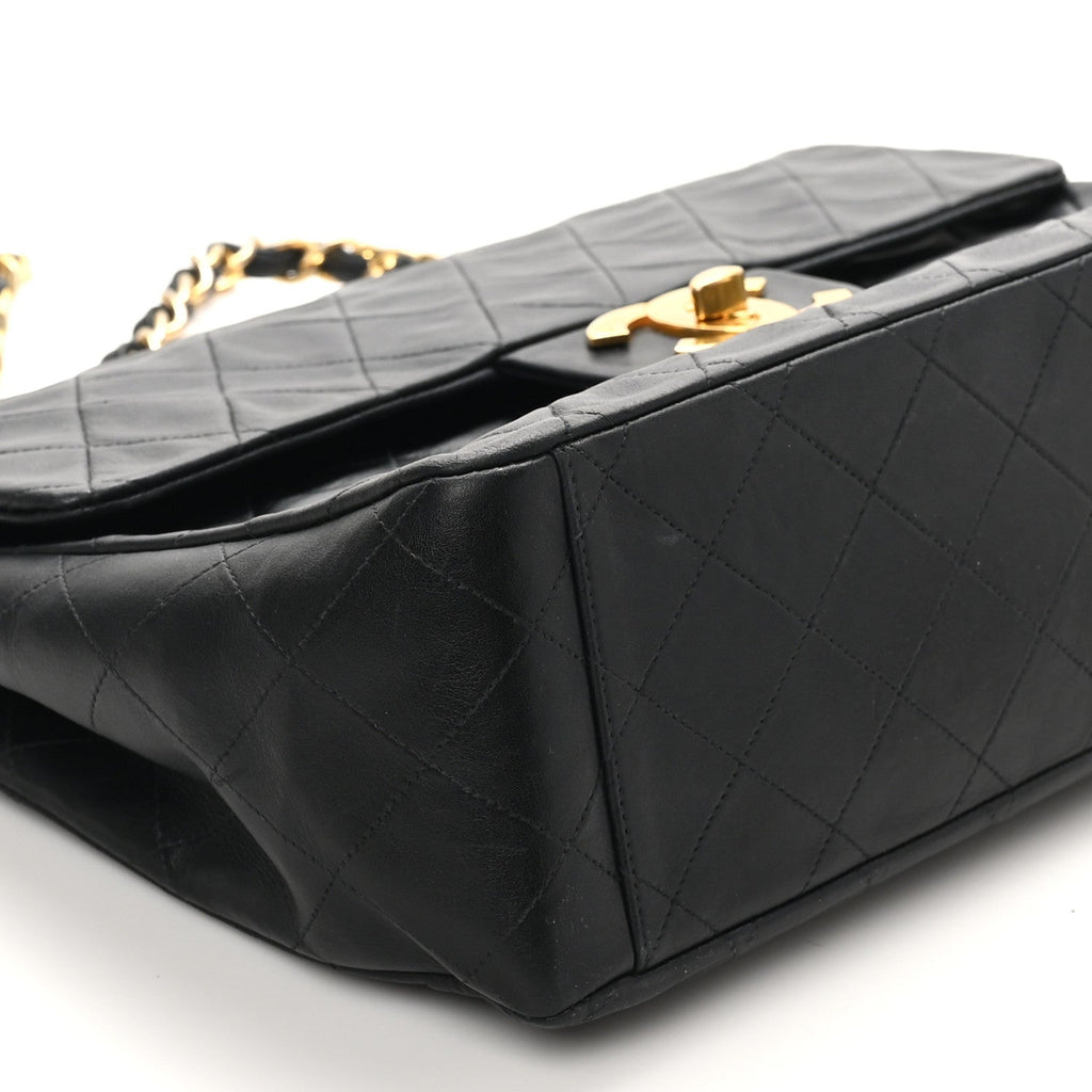 Lambskin Quilted Jumbo Single Flap Black