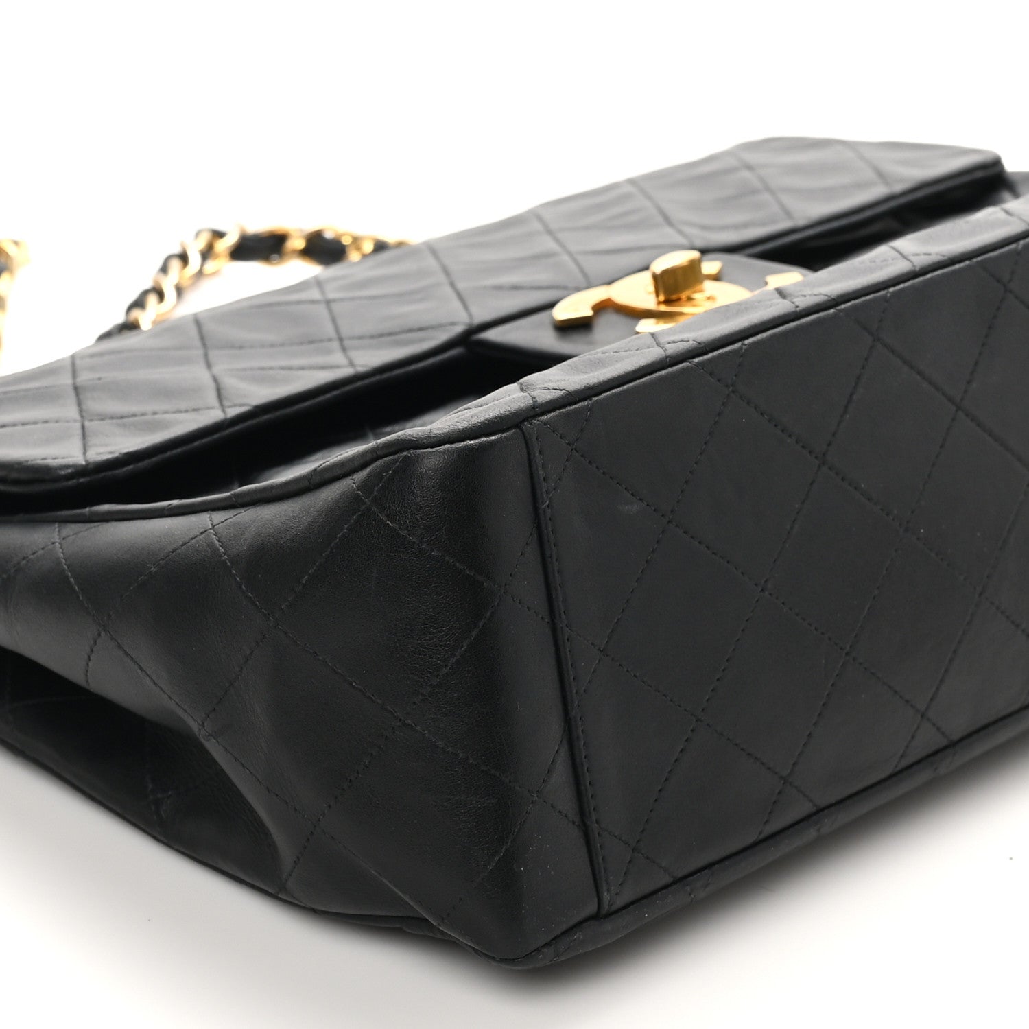 Lambskin Quilted Jumbo Single Flap Black