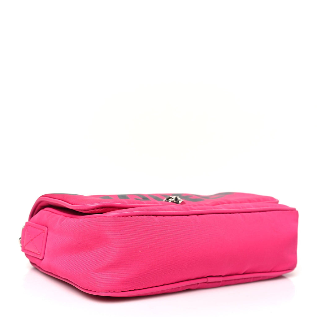 Nylon Graffiti Skull Small Crossbody Bag Pink