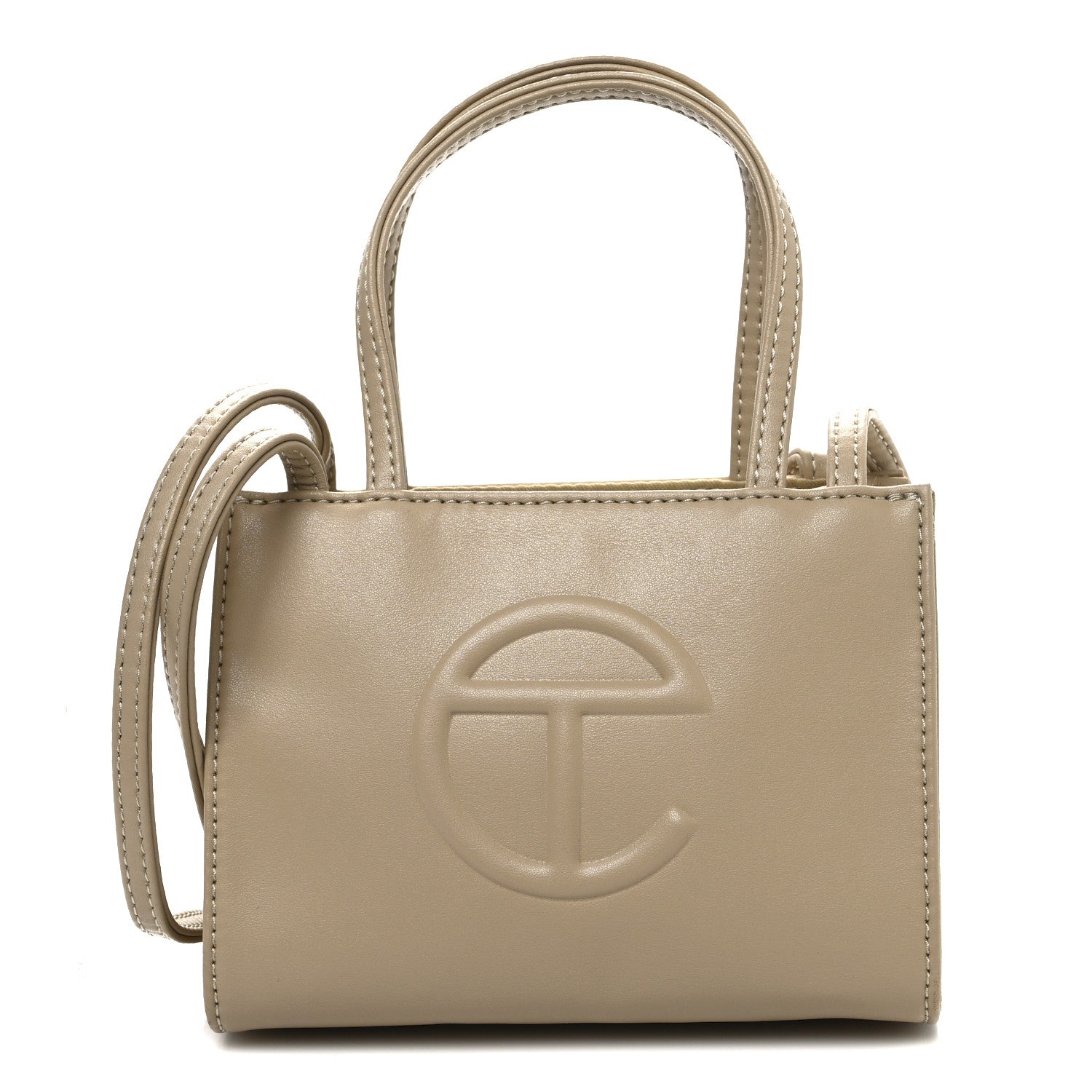 Vegan Leather Small Shopping Bag Cream
