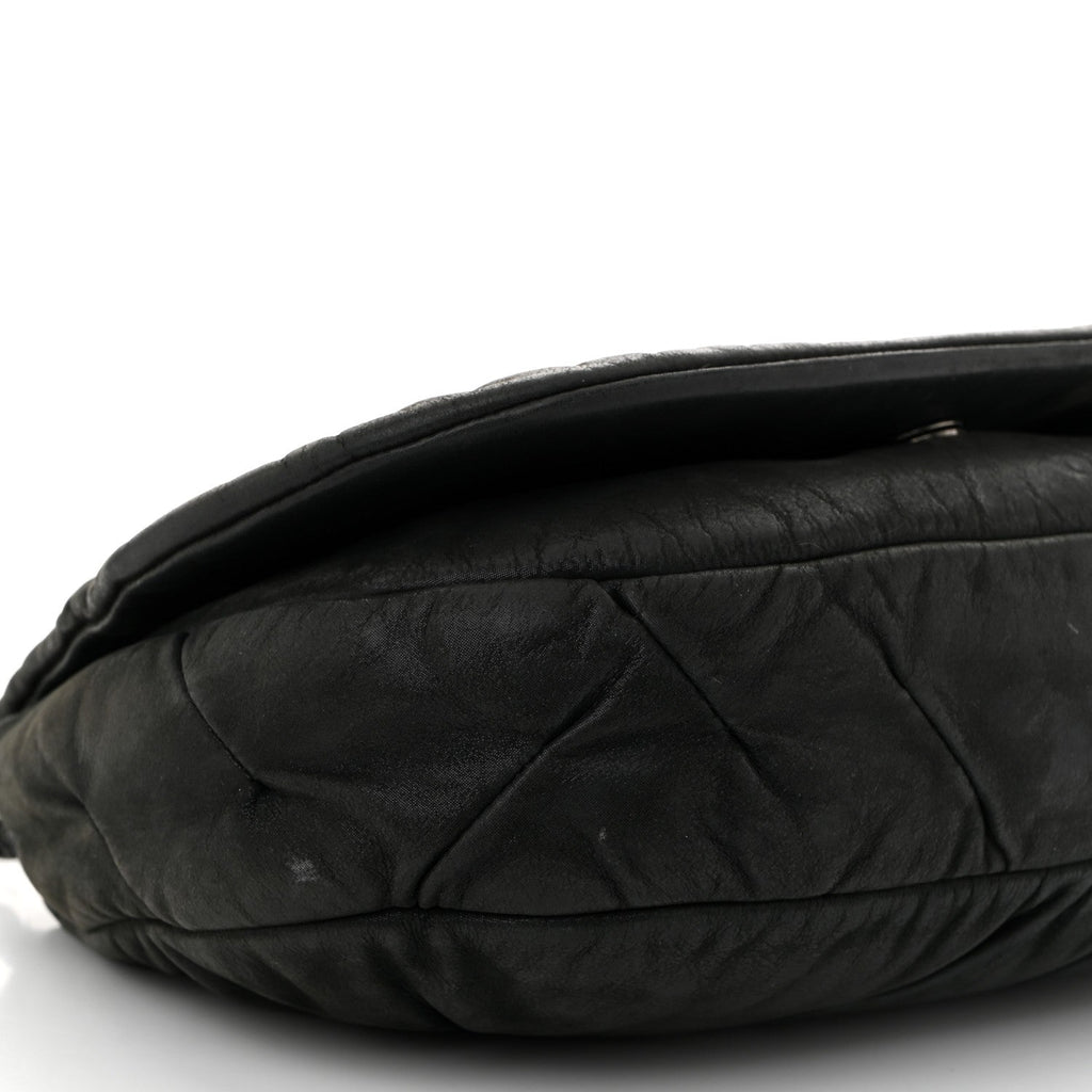 Iridescent Calfskin Glint Flap Black