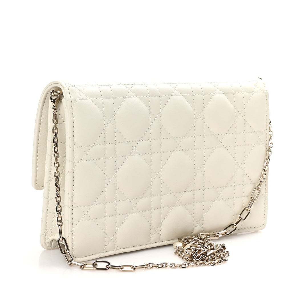 Lambskin Cannage Chain My Dior Daily Chain Pouch Latte