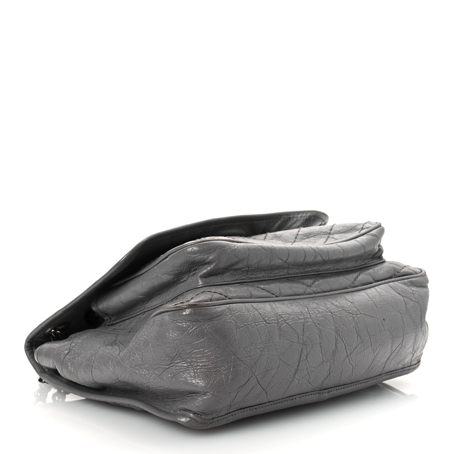Crinkled Calfskin Matelasse Monogram Medium Niki Chain Satchel Fog