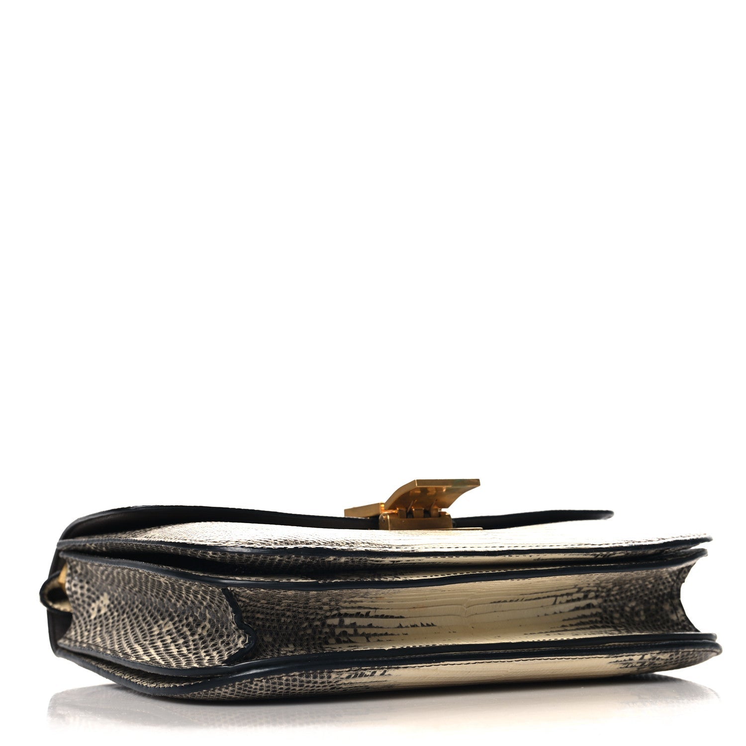 Lizard Medium Classic Box Flap Bag Natural