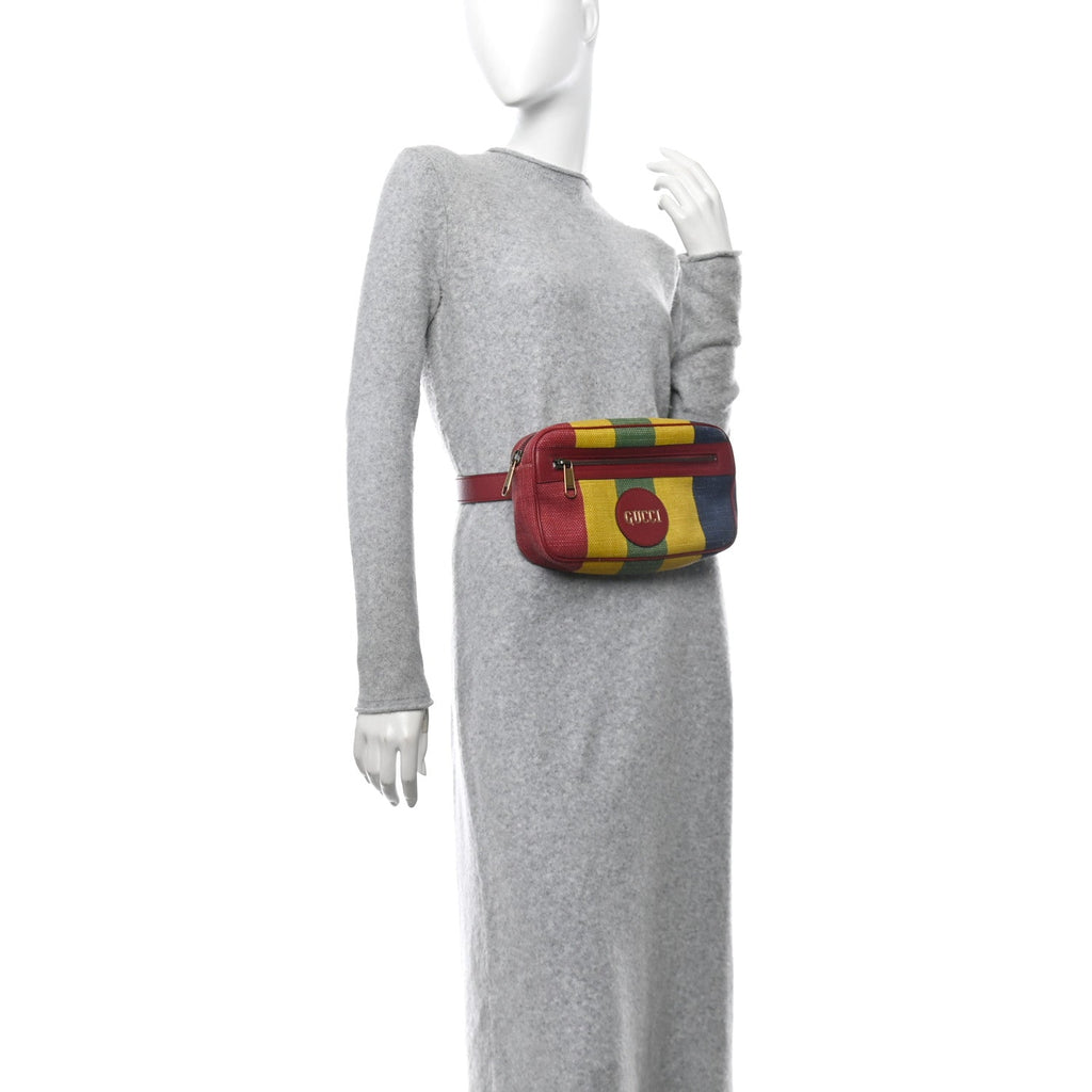 Canvas Marley Stripe Script Logo Gucci Belt Bag 80 32 Multicolor