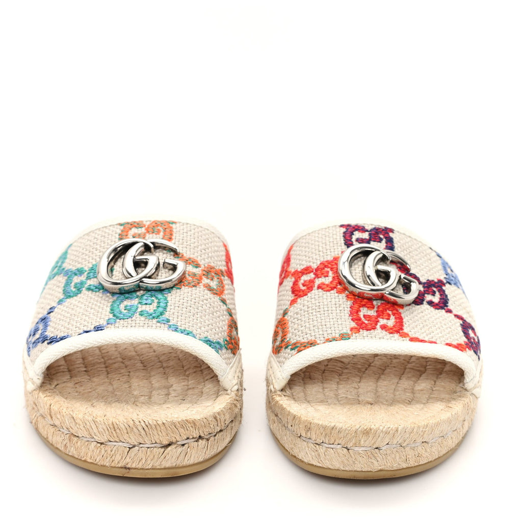 Linen Psychedelic Mini GG Monogram Slide Sandals 40 Multicolor