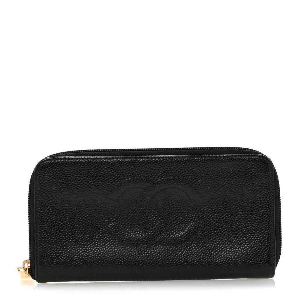 Caviar Large Timeless CC Zip Around Wallet Black