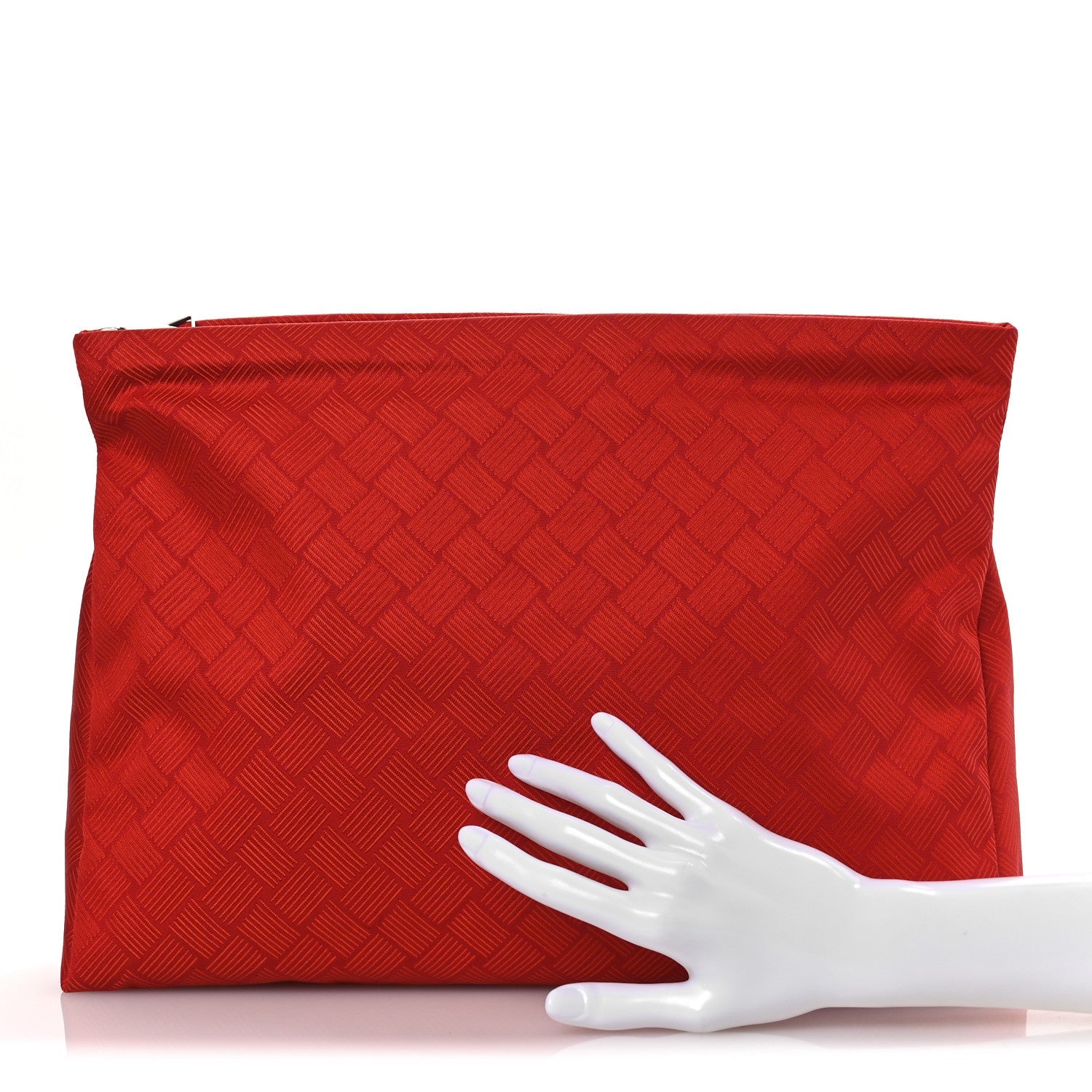 Econyl Jacquard Nylon Intreccio Zip Pouch Clutch Tomato