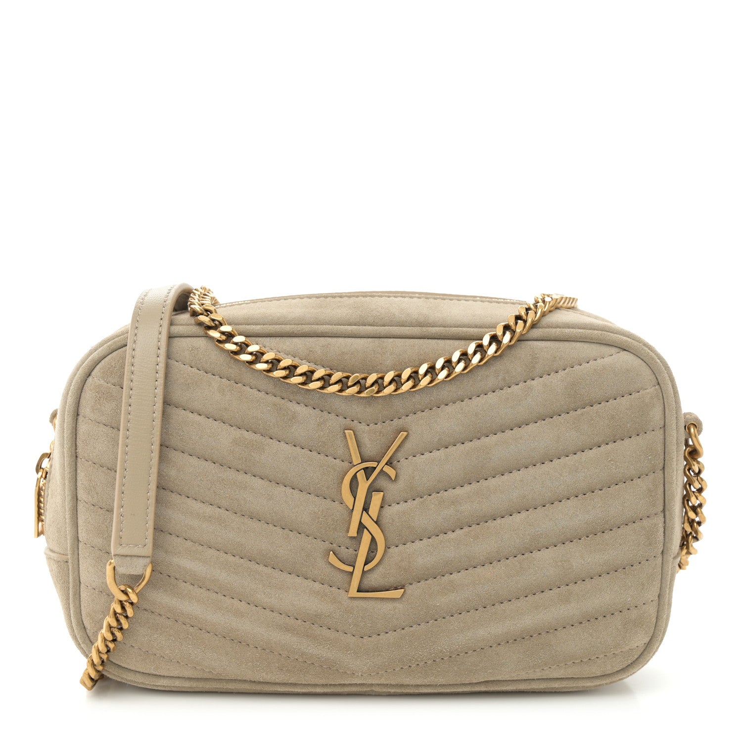 Suede Matelasse Monogram Mini Lou Camera Bag Matte Gold