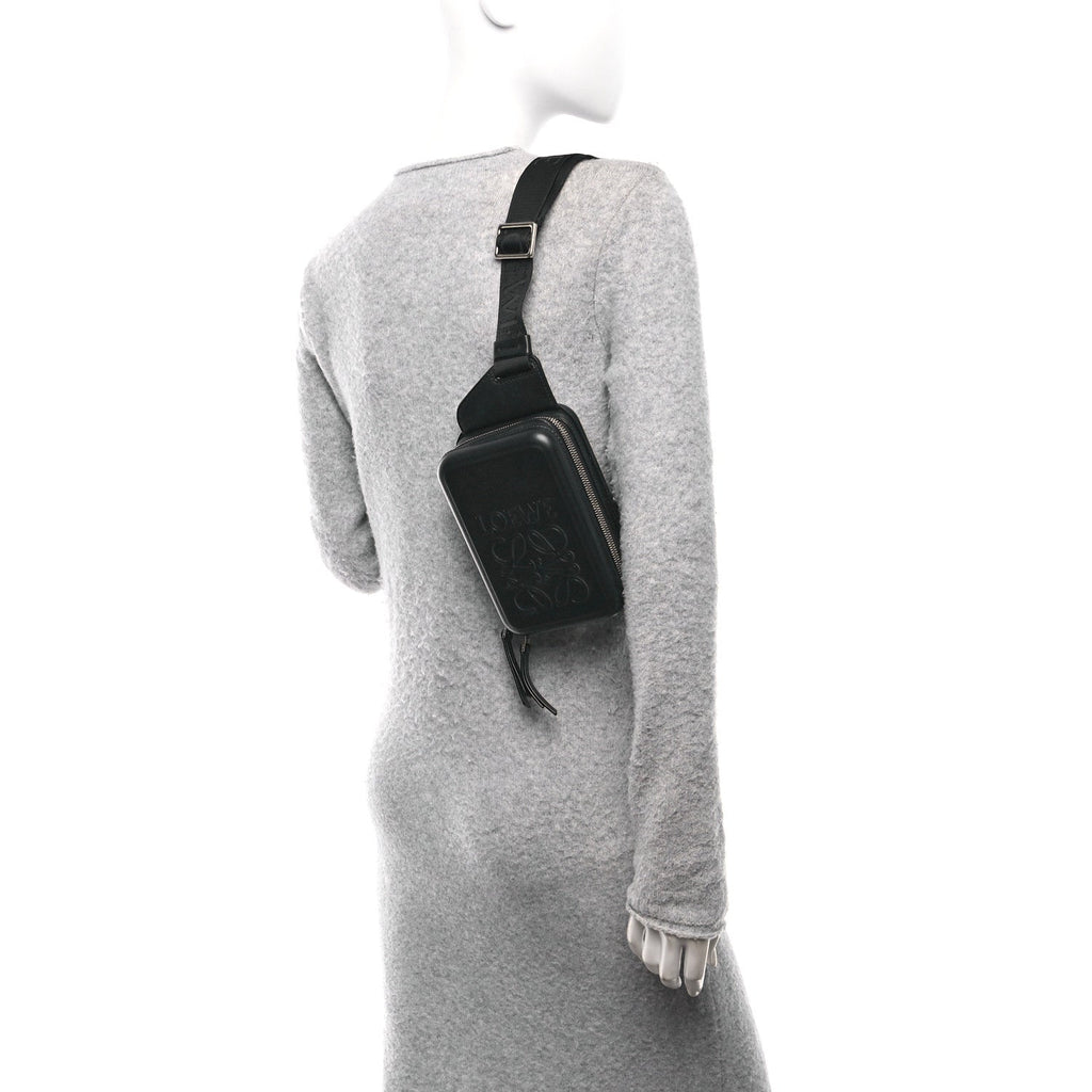 Calfskin Molded Sling Crossbody Bag Black