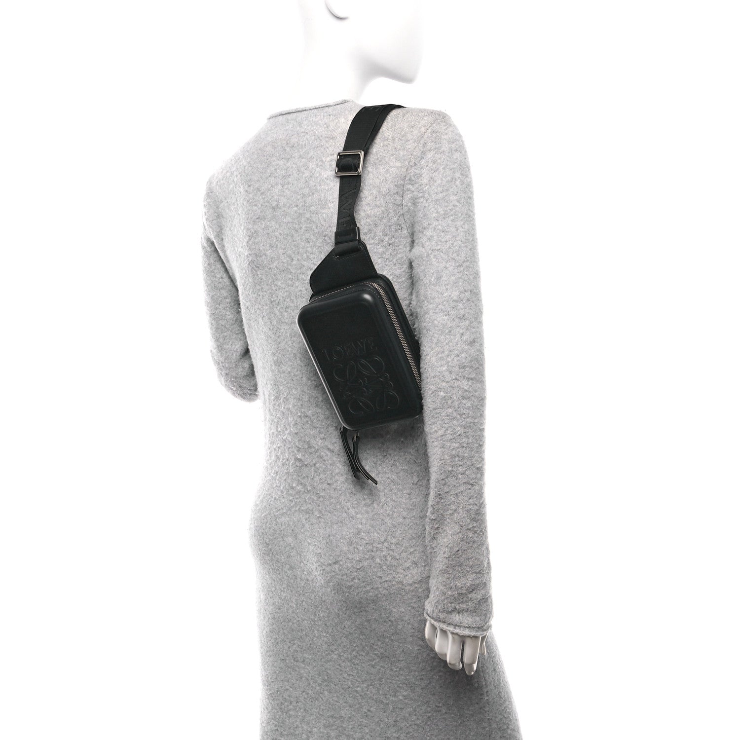 Calfskin Molded Sling Crossbody Bag Black