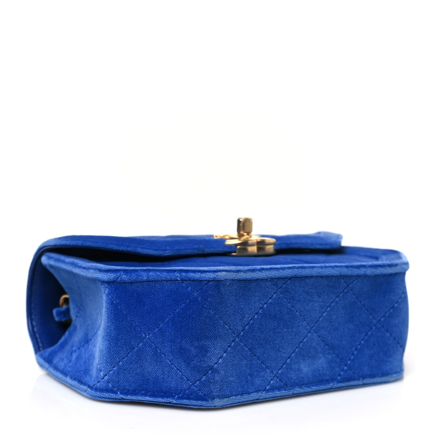 Velvet Quilted Mini Place Vendome Flap Blue