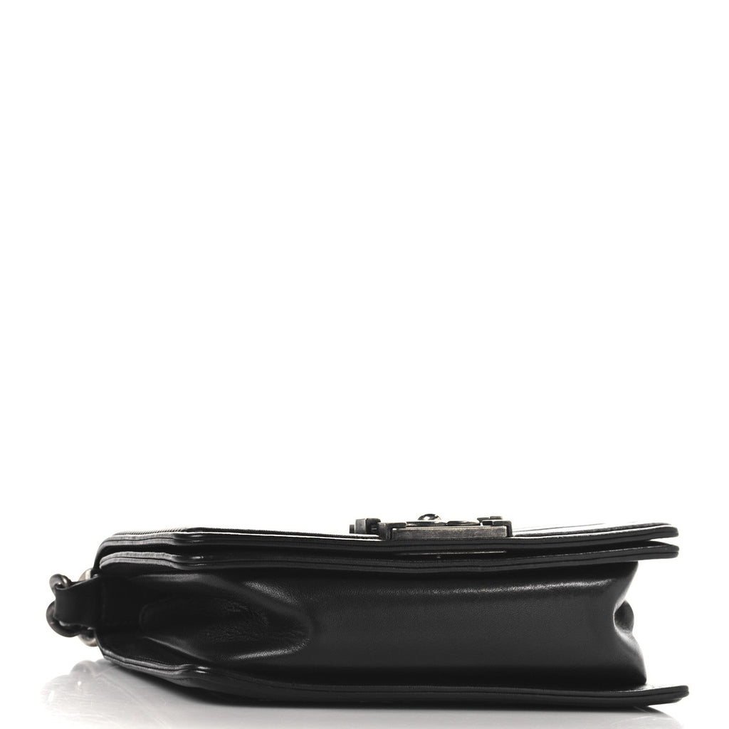 Lambskin Quilted Small Boy Flap Black