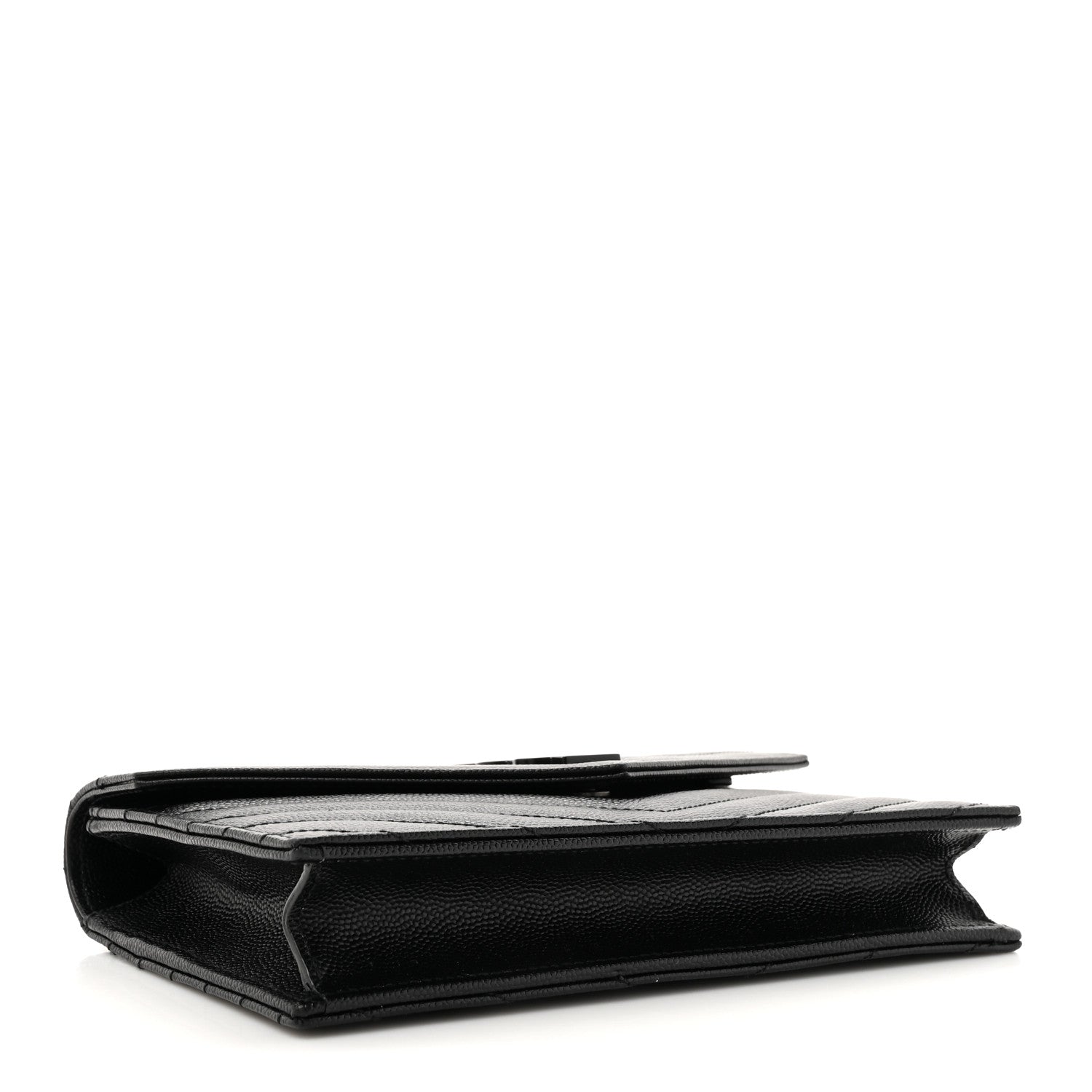 Grain De Poudre Matelasse Chevron Monogram Monochrome Envelope Chain Wallet Black