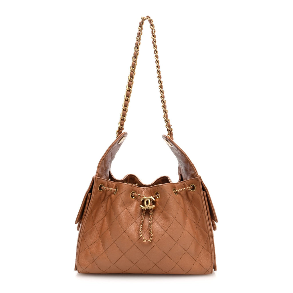 Caviar Quilted Small Chanel 25 Handbag Brown