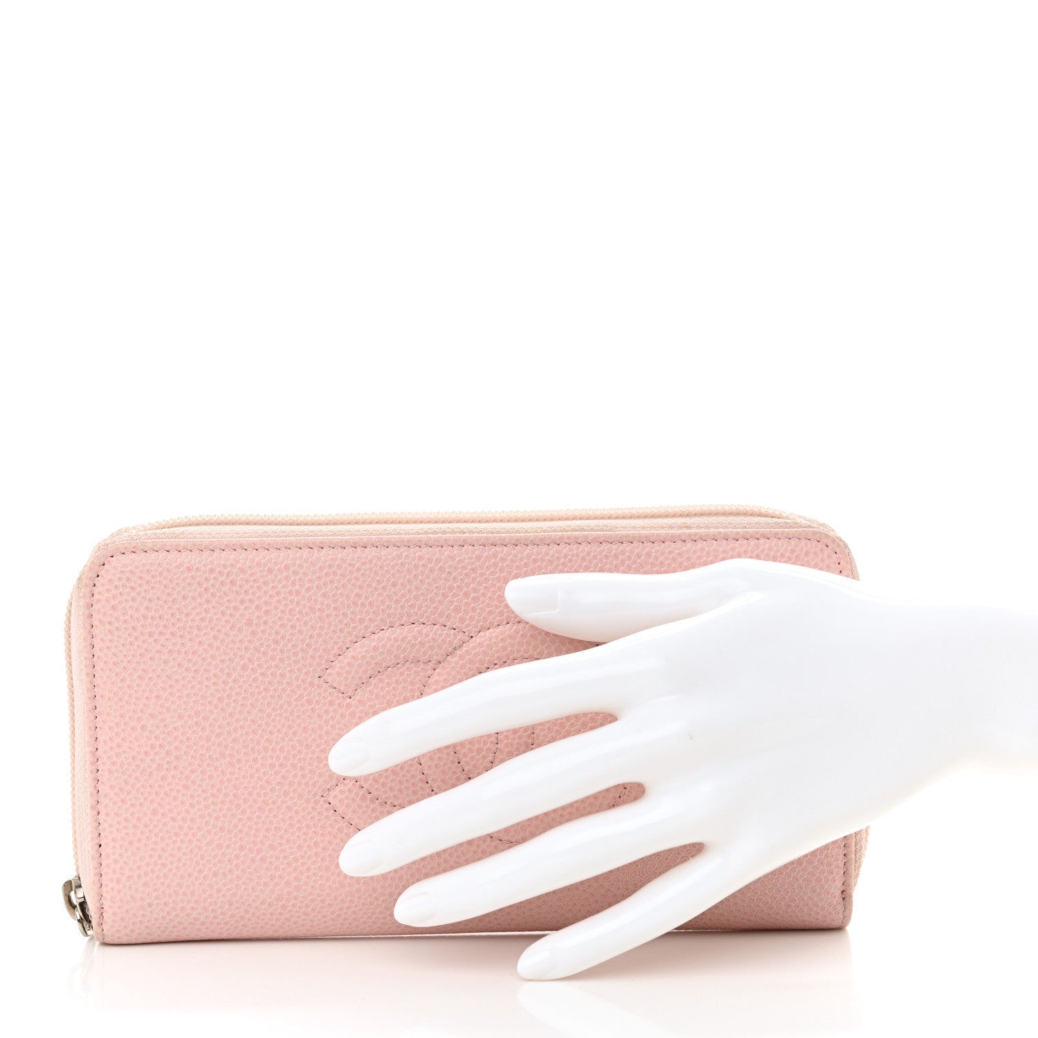 Caviar Large Timeless CC Zip Around Wallet Pink