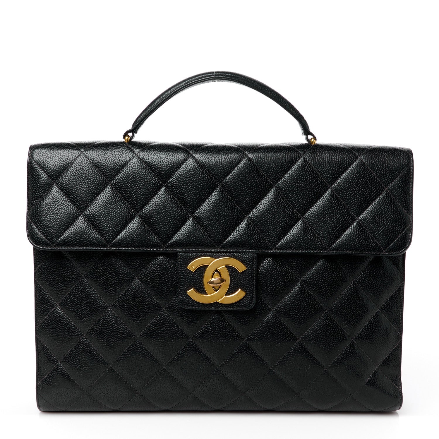 Caviar Quilted Briefcase Laptop Bag Black