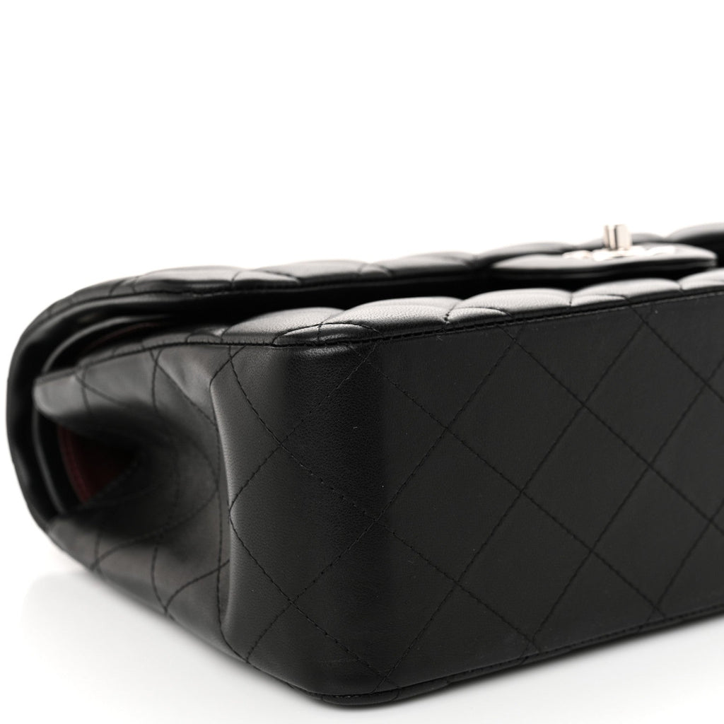 Lambskin Quilted Jumbo Double Flap Black
