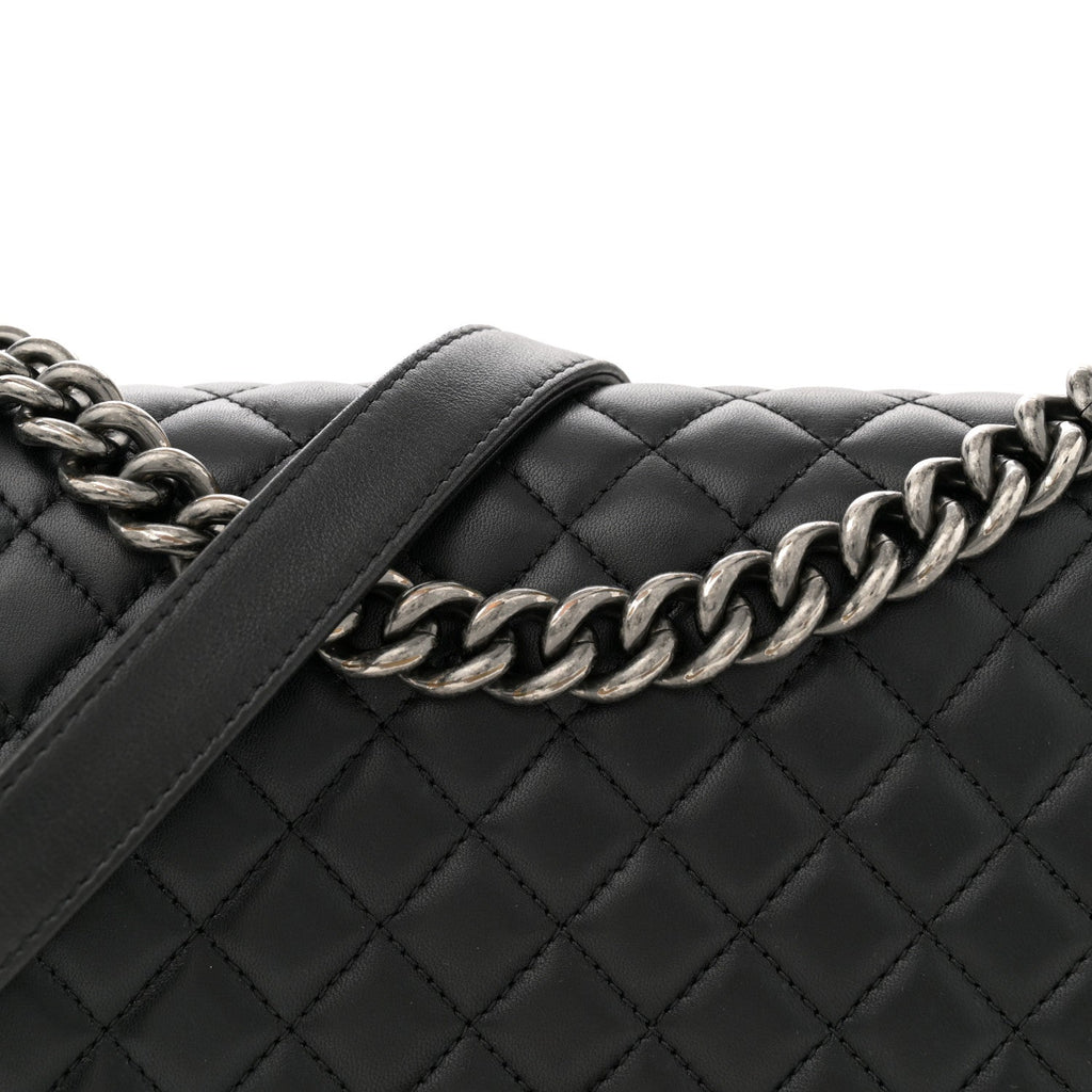 Lambskin Quilted Medium Boy Flap Black