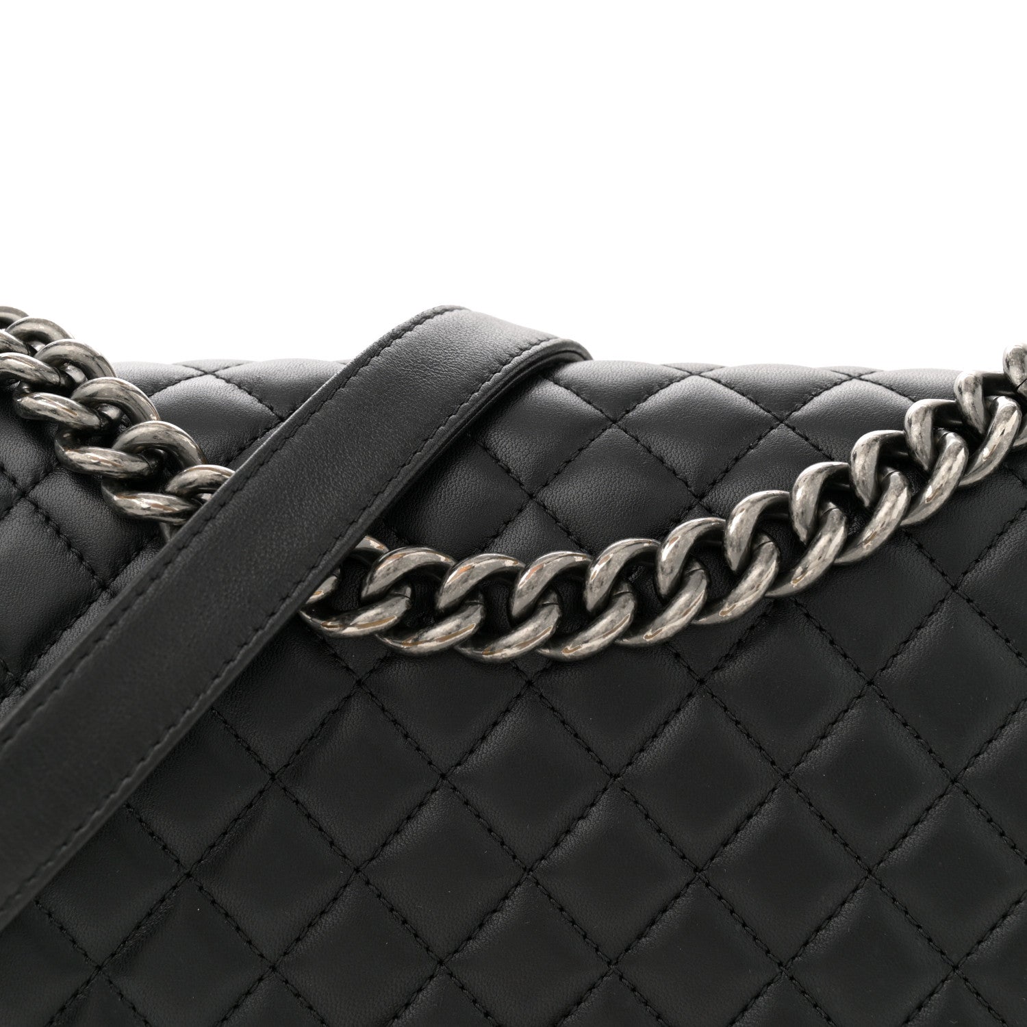 Lambskin Quilted Medium Boy Flap Black