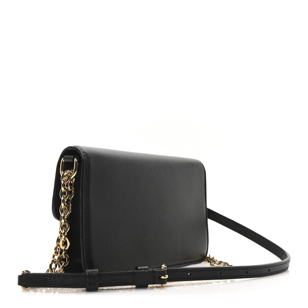 Calfskin Bloom Wallet On Chain Black