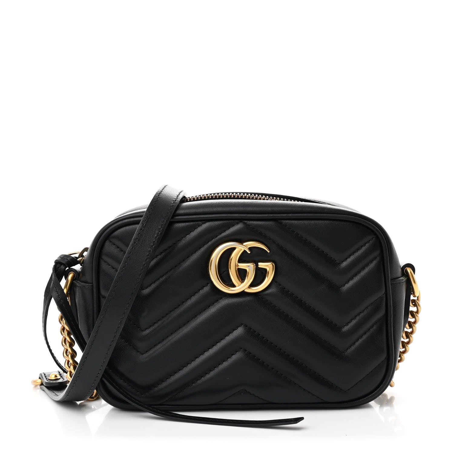 Calfskin Matelasse Mini GG Marmont Chain Shoulder Bag Black