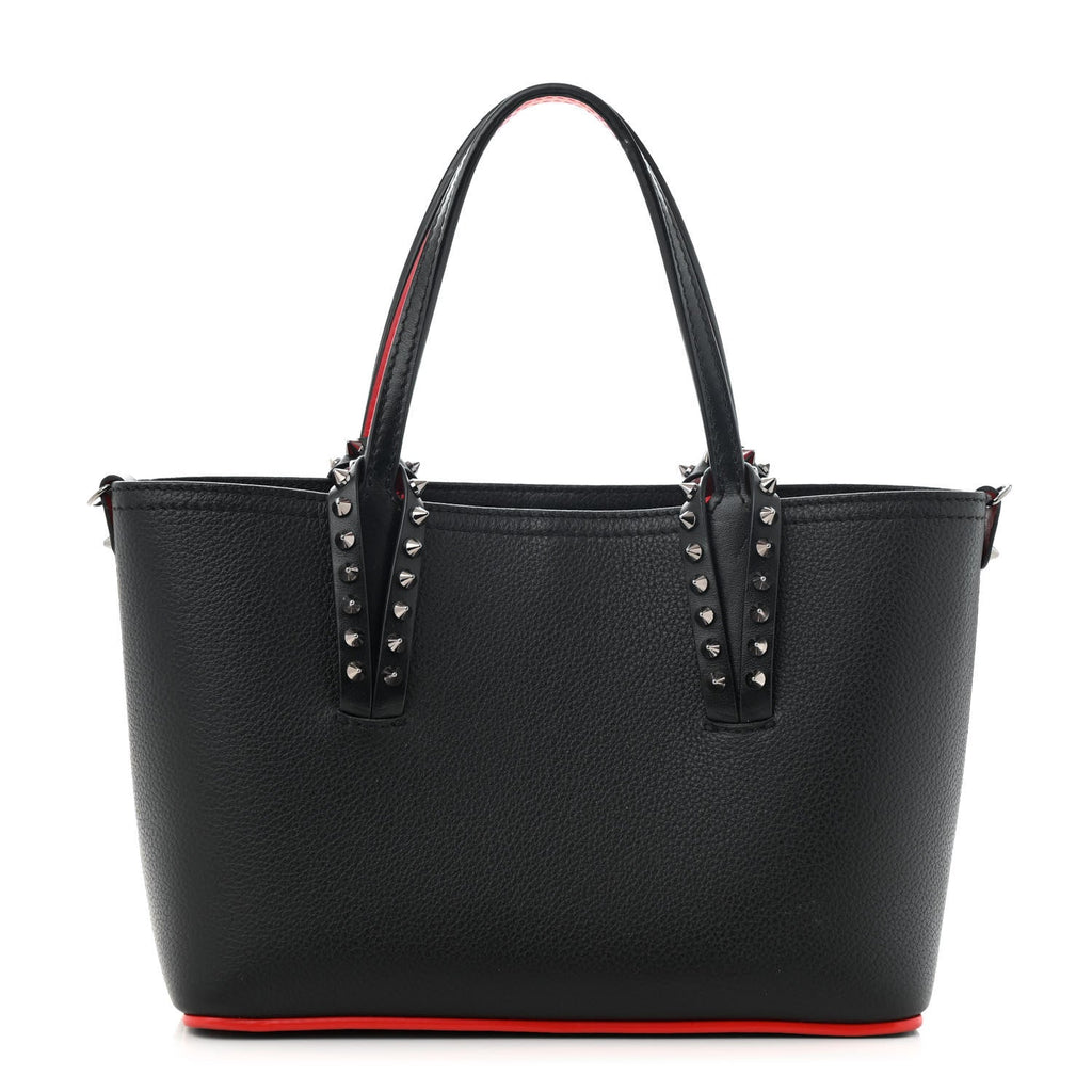 Calfskin Empire Spiked Mini East West Cabata Shopper Tote Black