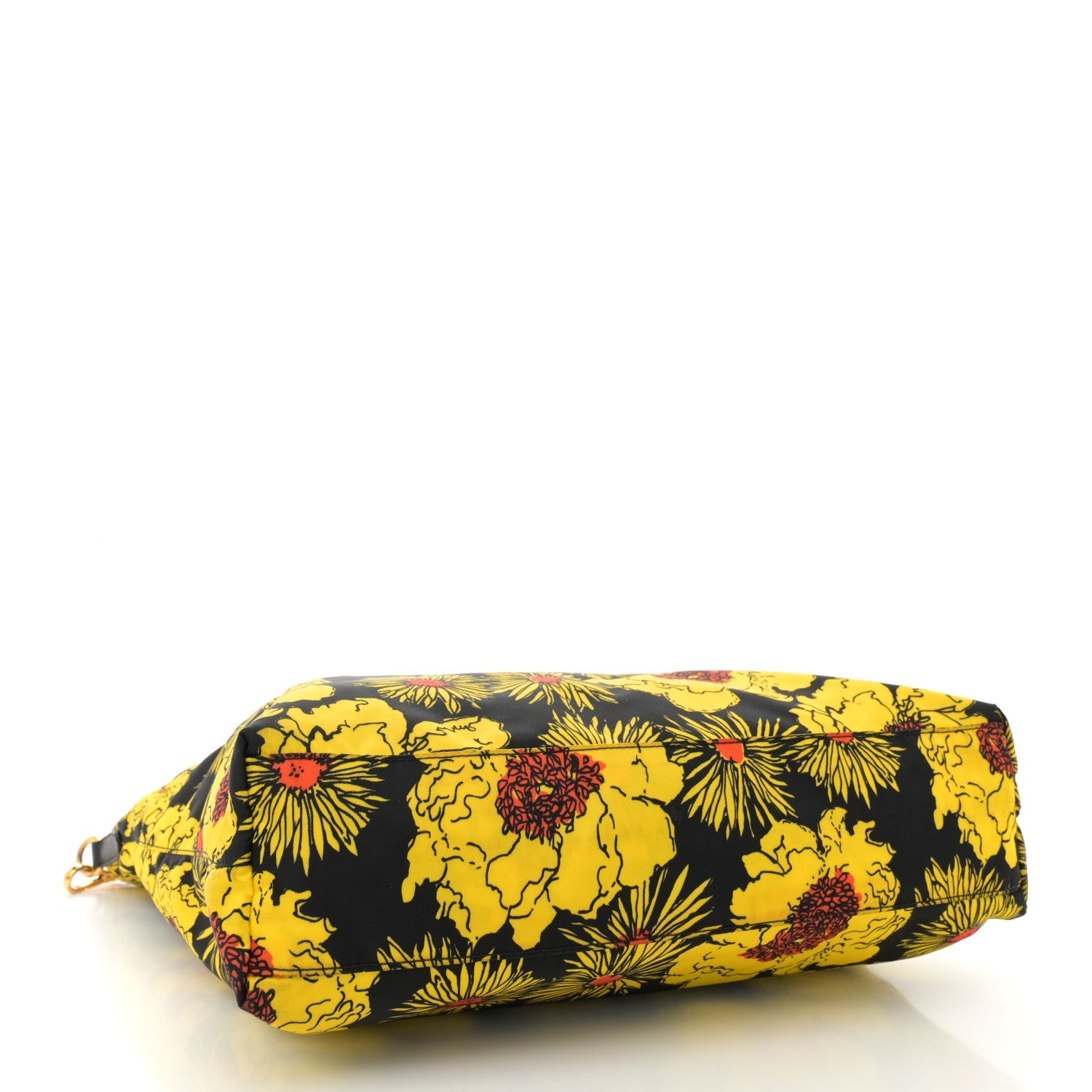 Tessuto Nylon Saffiano Floral Print Tote Giallo