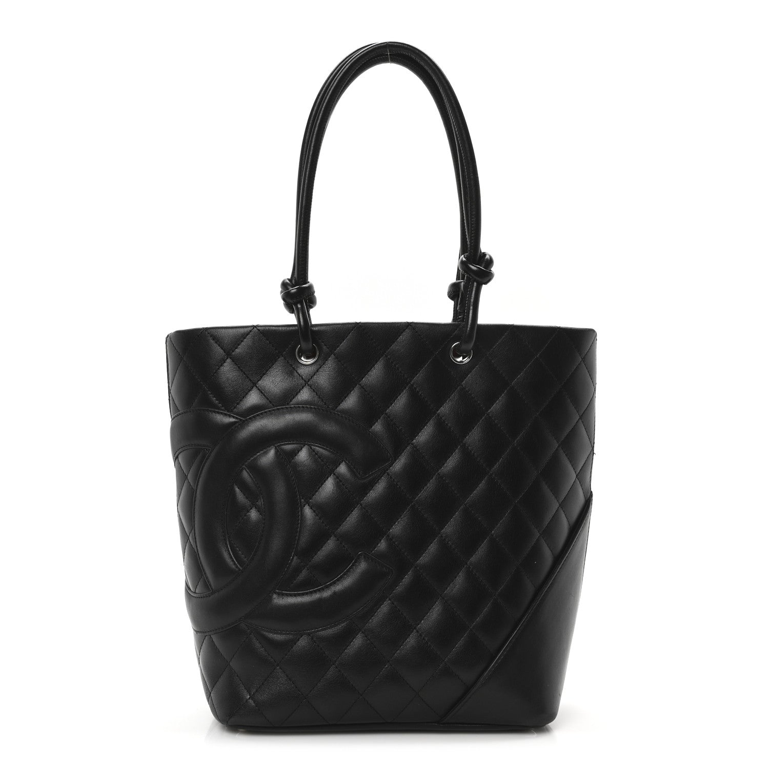 Calfskin Quilted Medium Cambon Tote Black
