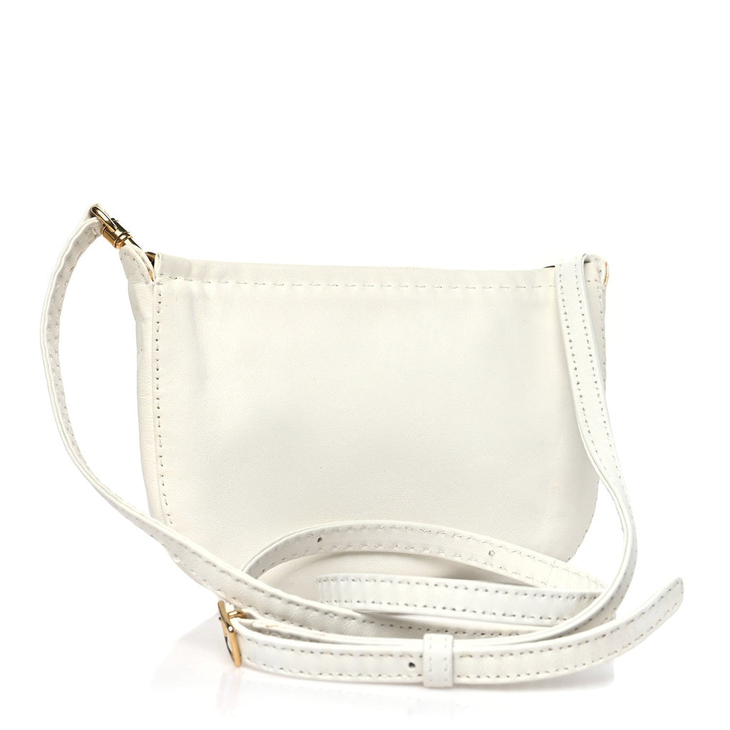 Soft Lambskin Mini Croissant Pouch Crossbody Bag White