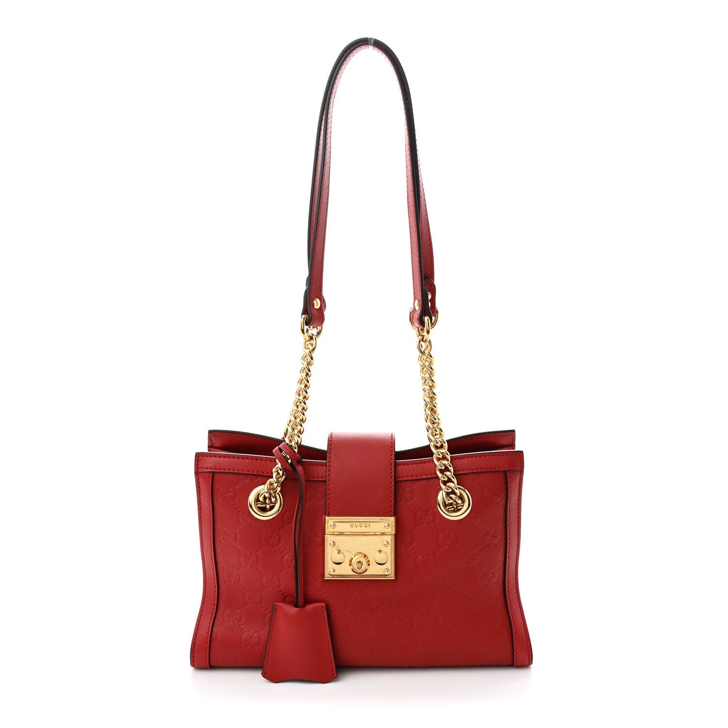 Guccissima Small Padlock Tote Red