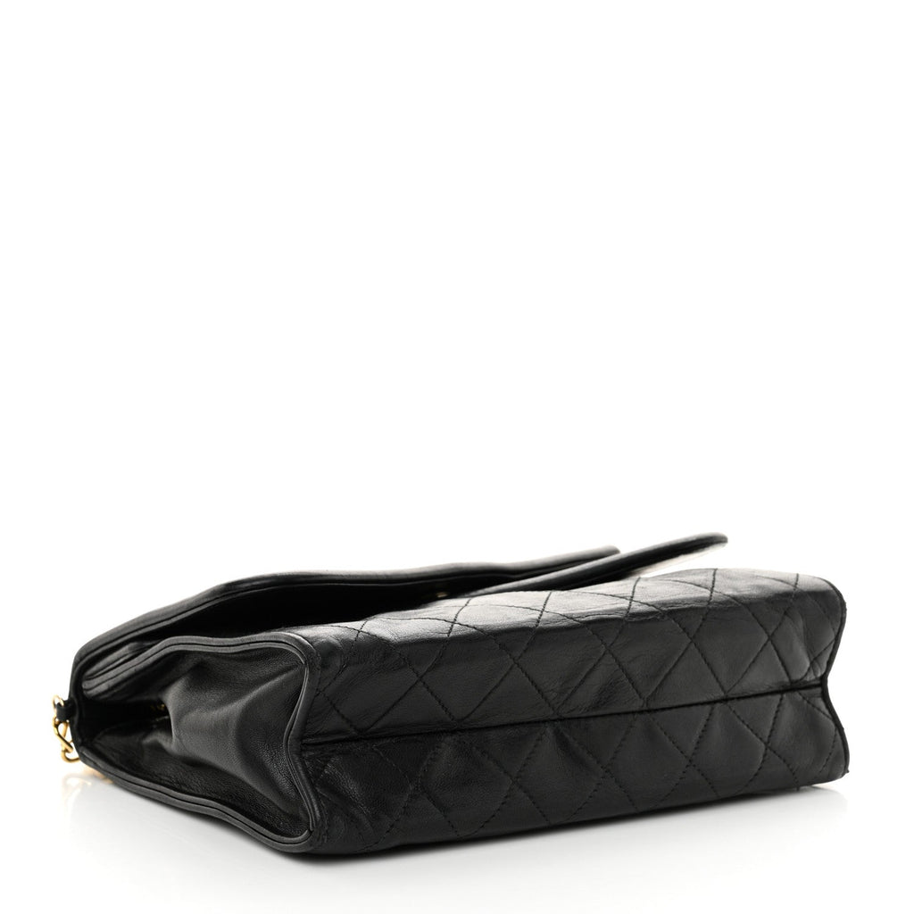 Quilted CC Tassel Flap Bag Black
