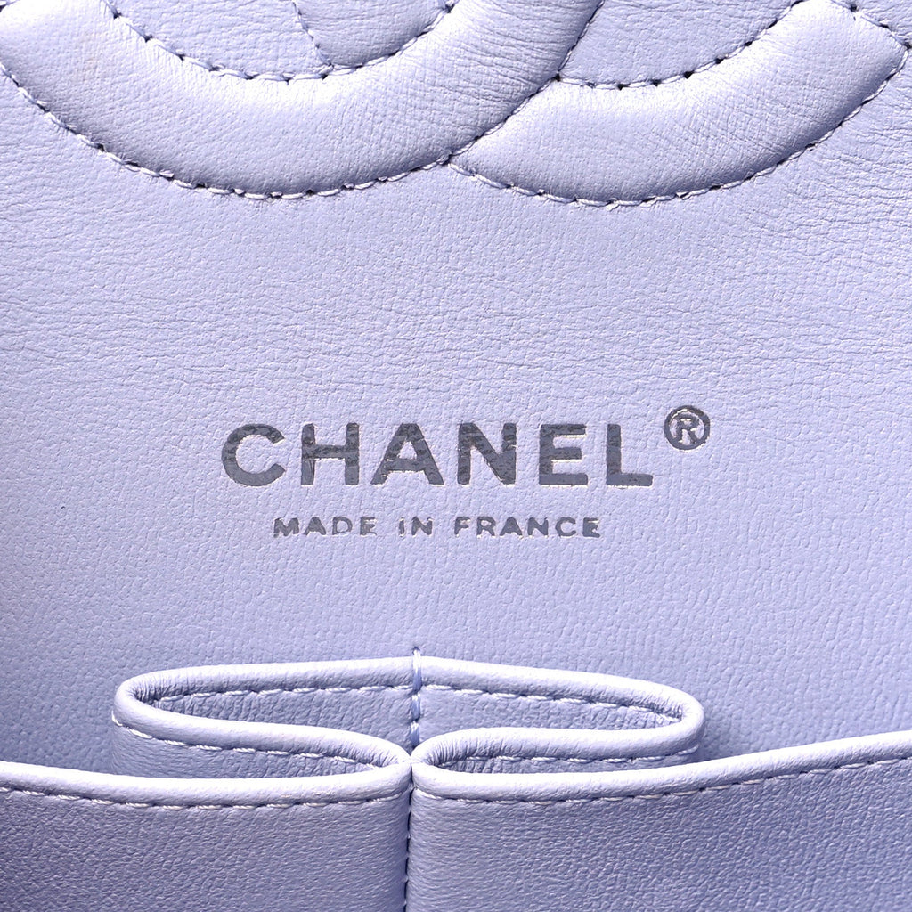 Caviar Quilted Medium Double Flap Light Purple