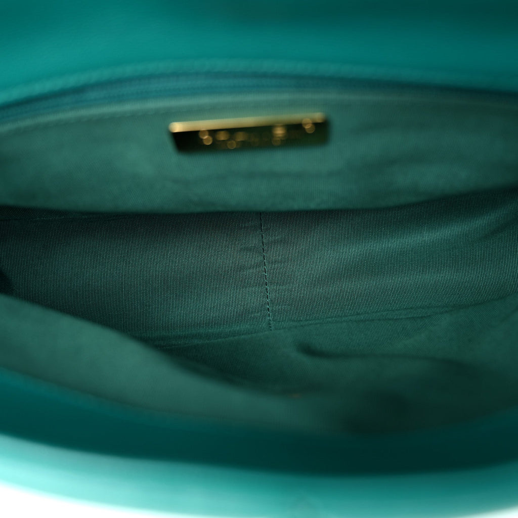 Lambskin Quilted Large Chanel 19 Flap Dark Green