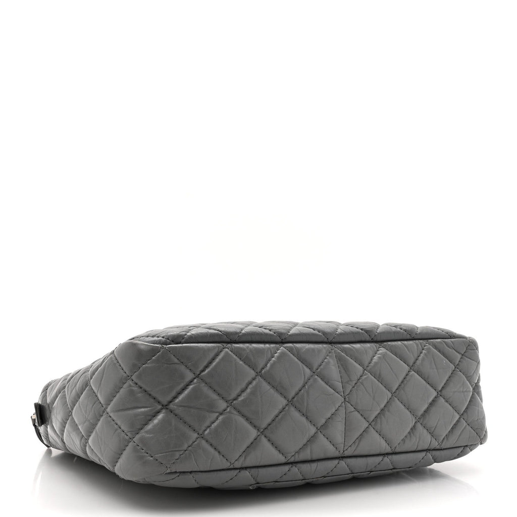 Aged Calfskin Quilted Large Reissue Camera Case Grey