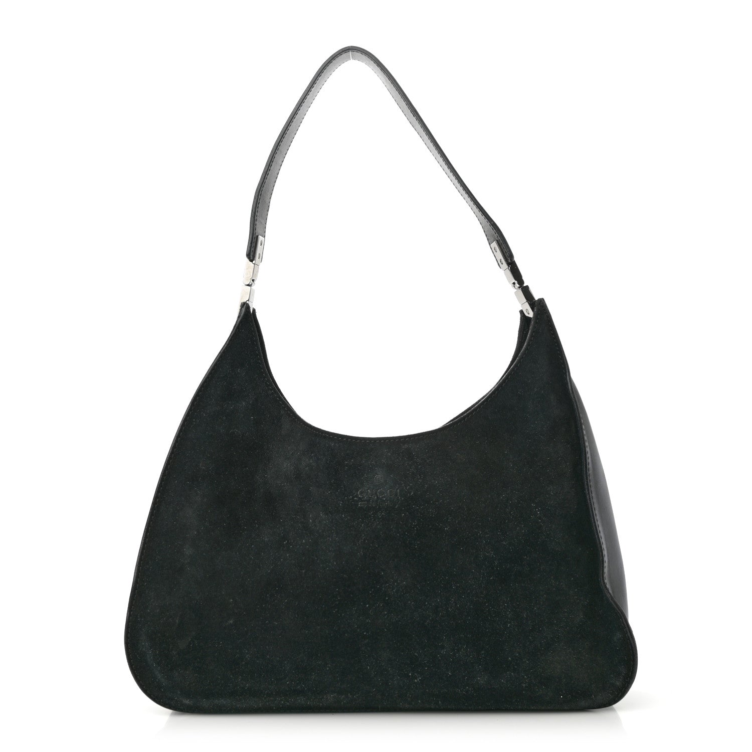 Suede Logo Hobo Bag Black