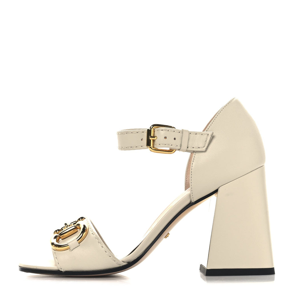 Nappa Horsebit Cross Strap 95mm Sandals 35 Mystic White