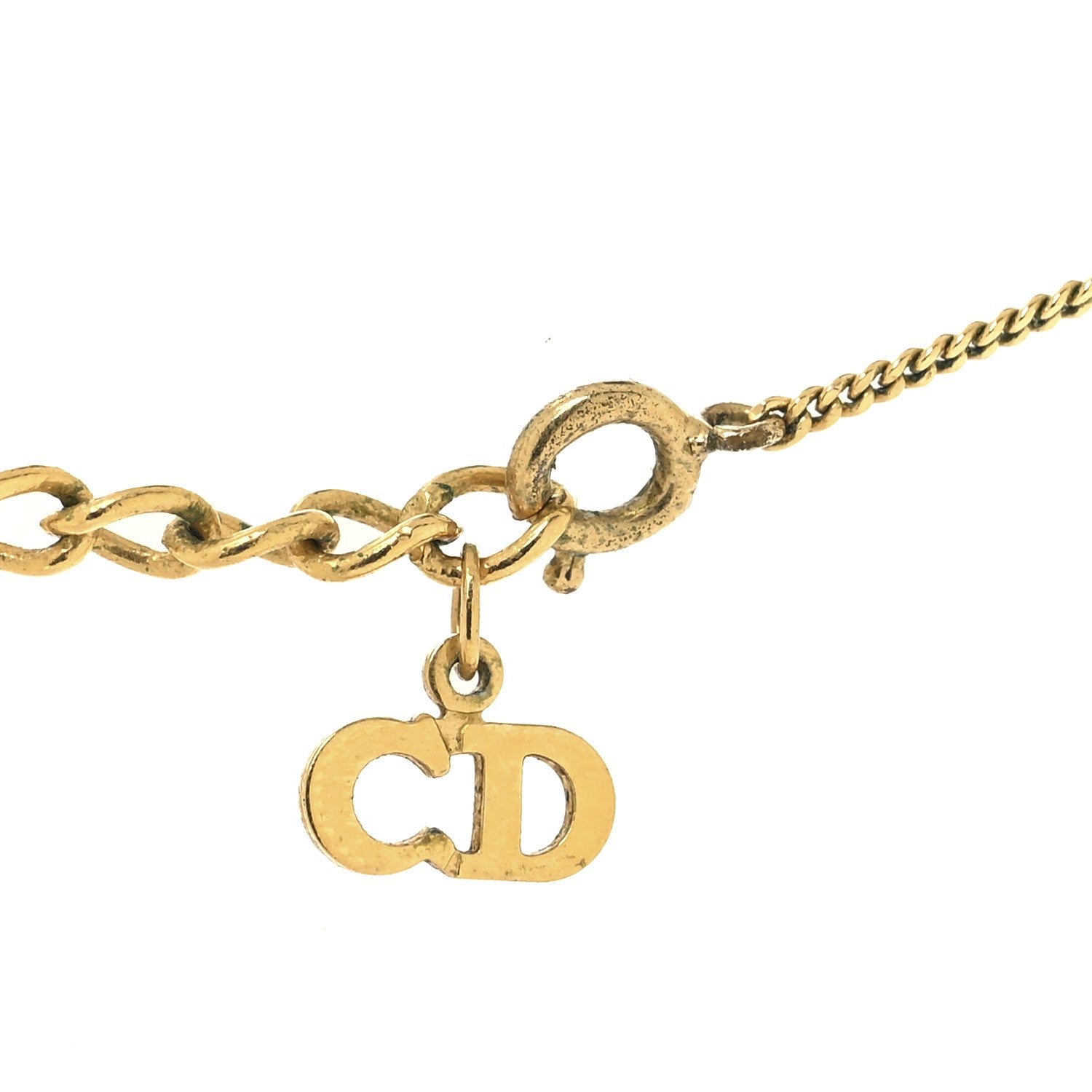 Metal Crystal CD Pendant Necklace Gold
